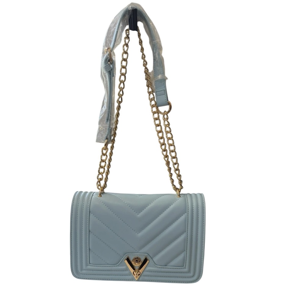 Valentino Orlandi Light Blue Quilted Chain Shoulder Bag Coquette Old Money Chic - Picture 8 of 8